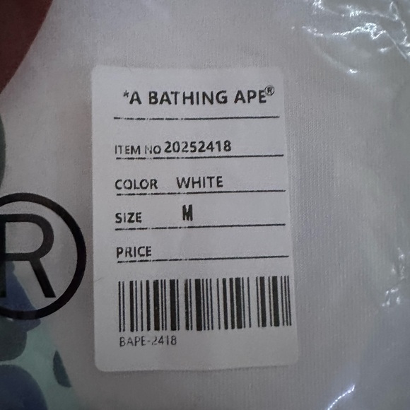 Bape White Tee with Green and Blue Camo Tag - Picture 8 of 8